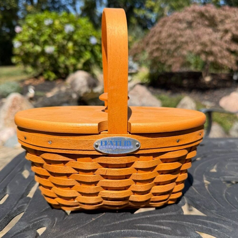 NWOT Longaberger 2000 Century Celebration Cheers Basket Wood Lid Booklet Silver